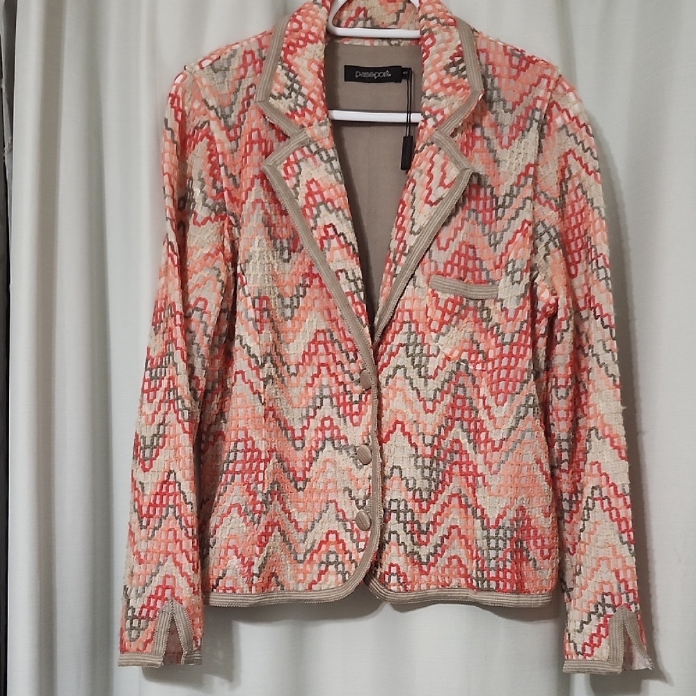 Passport Multicolor Zigzag Women's Blazer New Without Tags